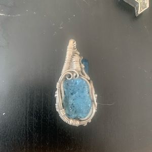 Aquamarine Dragon Heady Wire-wrapped Pendant